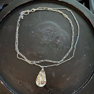 Sterling silver double link with tear drop medallion/pendant, brand new